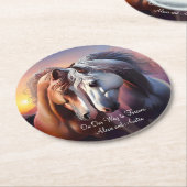 Mooi Paar Paarden Forever Jubileum Ronde Kartonnen Onderzetter (Gebogen)