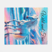 Mooi paard dier azuurblauwe golven blauwe oceaan fleece deken (Voorkant (Horizontaal))