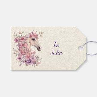 Mooi Paard en Bloemen Paardstickers Cadeaulabel