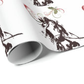 Mooi paard en Holly Winter Holiday Kerstmis Cadeaupapier (Rol Hoek)