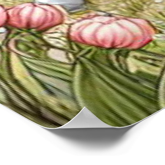 Mooi paard en veulen in een bloeiende boomgaard poster (Hoek)