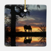 Mooi paard en water keramisch ornament (Achterkant)