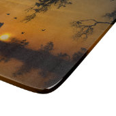 Mooi paard en zonsondergang met waterland snijplank (Hoek)