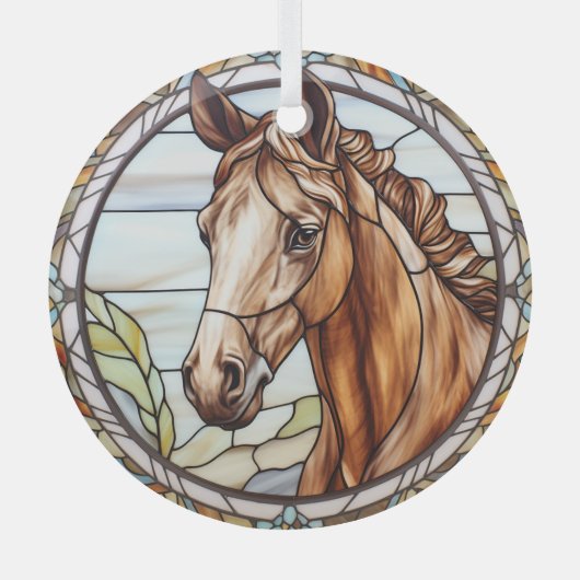 Mooi paard gevlekt glas ornament (Voorkant)