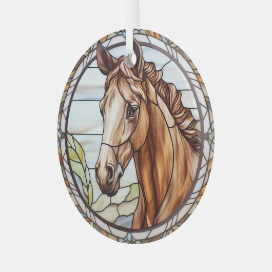 Mooi paard gevlekt glas ornament (Voorkant links)