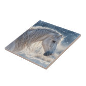 Mooi paard in de sneeuw kunst tegeltje (Zijkant)