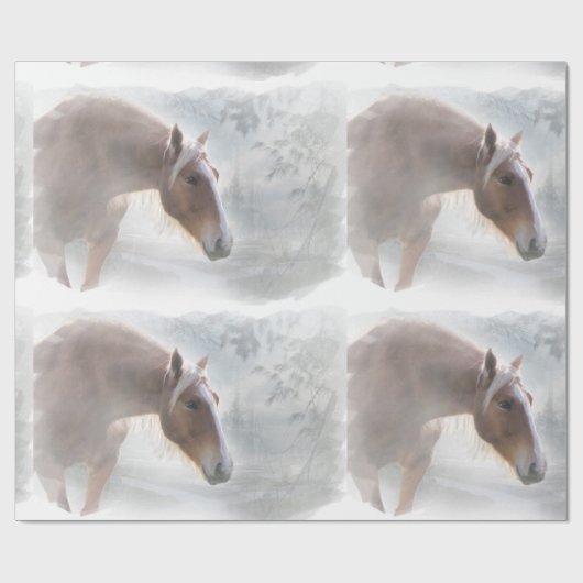 Mooi paard in de sneeuwschotel cadeaupapier (Vlak)