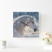 Mooi paard in de winter vierkante klok (Huis)