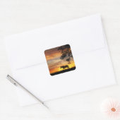 Mooi paard in een Fiery Sunset Sticker! Vierkante Sticker (Envelop)