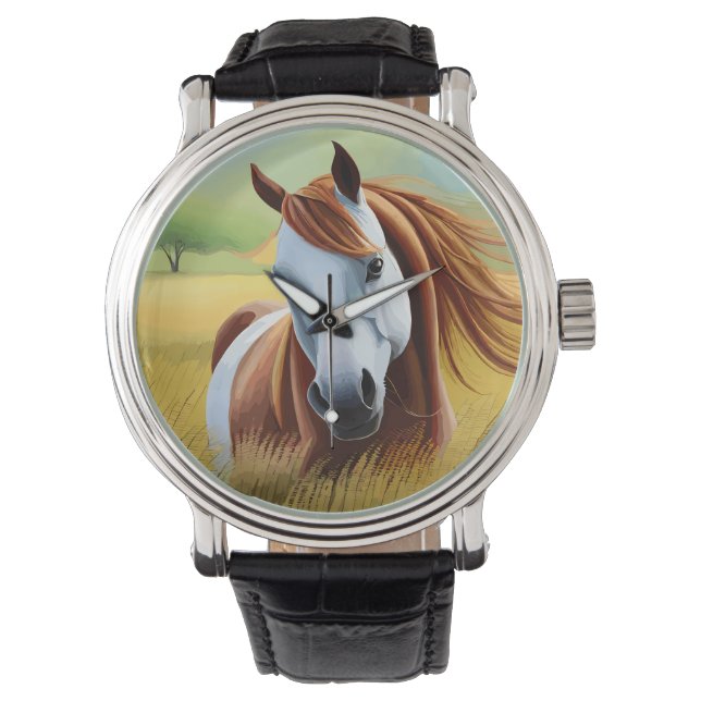 Mooi Paard in het Landschap Horloge (Voorkant)