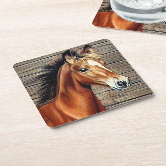 Mooi paard kartonnen onderzetters (Schuin)