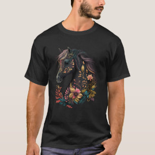 Mooi Paard met Bloemen en Planten Ruitersport T-shirt