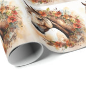 Mooi Paard met Bloemen Waterverf Cadeaupapier (Rol Hoek)