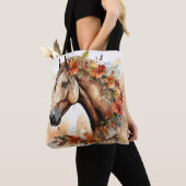 Mooi Paard met Bloemen Waterverf Tote Bag (Dichtbij)