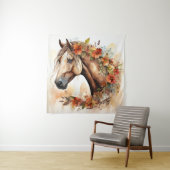 Mooi Paard met Bloemen Waterverf Wandkleed (In situ)