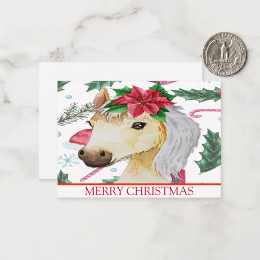 Mooi paard met kerst notitiekaartje (Voorkant / Achterkant in situ)
