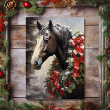 Mooi paard met krans Feestelijke Kerst