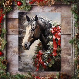 Mooi paard met krans Feestelijke Kerst Feestdagen Kaart
