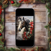 Mooi paard met krans Feestelijke Kerst Feestdagen Kaart