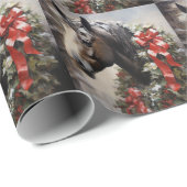 Mooi Paard met Winter Krans Kerstmis Cadeaupapier (Rol Hoek)