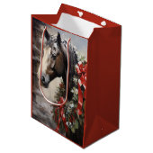 Mooi Paard met Winter Krans Kerstmis Medium Cadeauzakje (Voorkant Gekanteld)