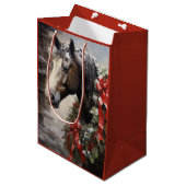 Mooi Paard met Winter Krans Kerstmis Medium Cadeauzakje (Voorkant Gekanteld)