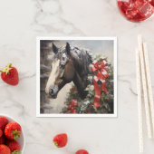 Mooi Paard met Winter Krans Kerstmis Servet (Insitu)