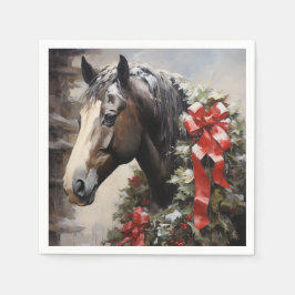 Mooi Paard met Winter Krans Kerstmis Servet