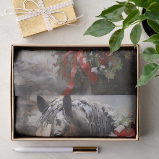 Mooi Paard met Winter Krans Kerstmis Tissuepapier (Geschenk)