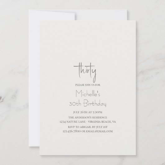 Mooi paard Modern Script 30th Birthday Kaart (Voorkant)