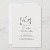 Mooi paard Modern Script 40th Birthday Kaart (Voorkant)