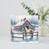 Mooi Paard op een Kerst Boerderij Gepersonaliseerd Kaart (Staand voorkant)