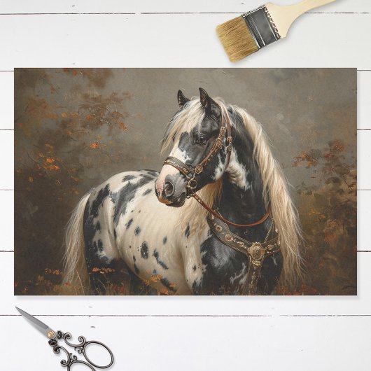 Mooi Paard Piebald Coat Schilderen Decoupage Tissuepapier