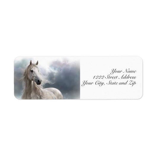 Mooi Paard Stromende Mane Retouradres Etiket (Voorkant)