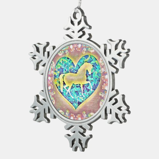 Mooi paard tin sneeuwvlok ornament (Rechts)