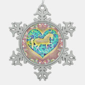 Mooi paard tin sneeuwvlok ornament (Voorkant)