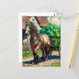 Mooi paard trekt een lading Shamrocks Briefkaart