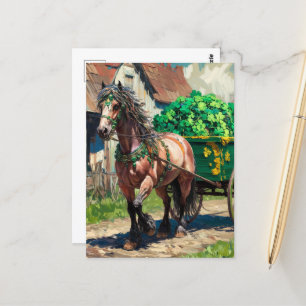 Mooi paard trekt een lading Shamrocks Briefkaart