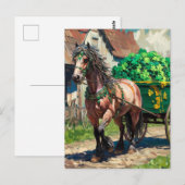 Mooi paard trekt een lading Shamrocks Briefkaart (Voorkant / Achterkant)