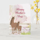Mooi Paard, Veulen en Bloemen Paard Moederdag Kaart (Gele Bloem)