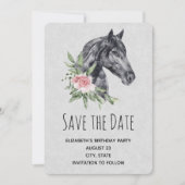 Mooi Paardenkopportret in Waterverf Save The Date (Voorkant)