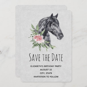 Mooi Paardenkopportret in Waterverf Save The Date