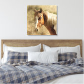 MOOI PAARDENPORTRET. BRUIN EN WIT PAARD CANVAS AFDRUK (Insitu (Slaapkamer))