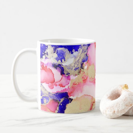 Mooi Paars roze  roze Abstract Koffiemok (Met donut)