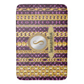 Mooi Paars Velvet Gold Monogram Elegant Chic Badmat (Voorkant Verticaal)