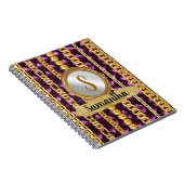 Mooi Paars Velvet Gold Monogram Elegant Chic Notitieboek (Rechterzijde)