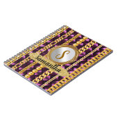 Mooi Paars Velvet Gold Monogram Elegant Chic Notitieboek (Linkerzijde)