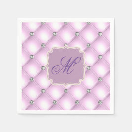 Mooi Paarse Bling Monogram Elegant Feestelijk Servet