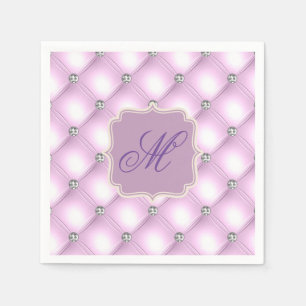 Mooi Paarse Bling Monogram Elegant Feestelijk Servet