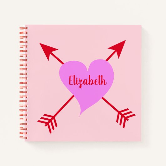 Mooi Paarse Hart met Roze Achtergrond Notitieboek (Voorkant)